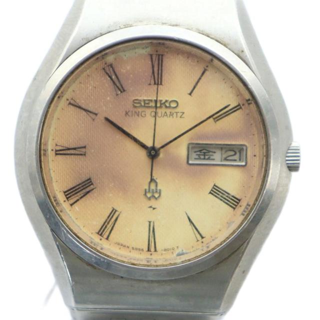 ジャンク品 SEIKO KING QUARTZ メンズ腕時計 紺色文字盤 三針デイト