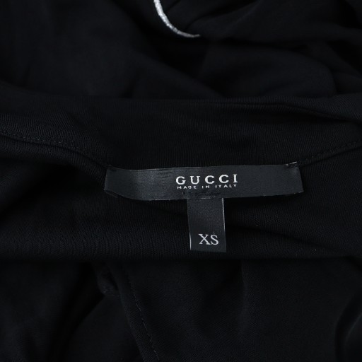 【中古】グッチ GUCCI ミドルワンピース XS 黒 ブラック Vネック パイピング 半袖 フレア 177781 X6125 /MQ_3