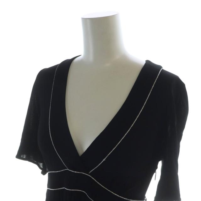 中古】グッチ GUCCI ミドルワンピース XS 黒 ブラック Vネック