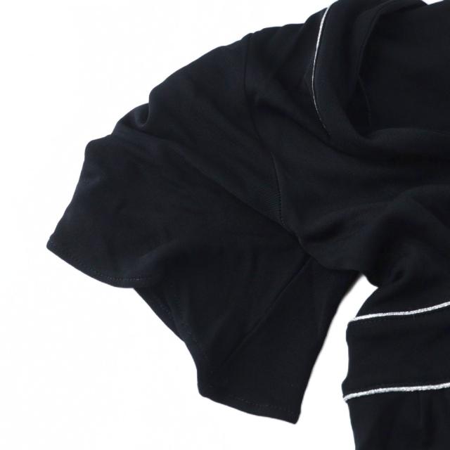 【中古】グッチ GUCCI ミドルワンピース XS 黒 ブラック Vネック パイピング 半袖 フレア 177781 X6125 /MQ_6