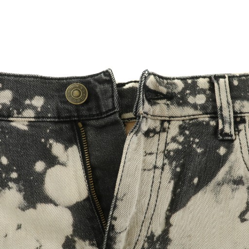 【中古】グッチ GUCCI デニムパンツ ジーンズ スキニー ブリーチ加工 花 フローラル 刺繍 ジップフライ 22 XS 黒 白 中古】グッチ GUCCI デニムパンツ ジーンズ スキニー ブリーチ加工 花