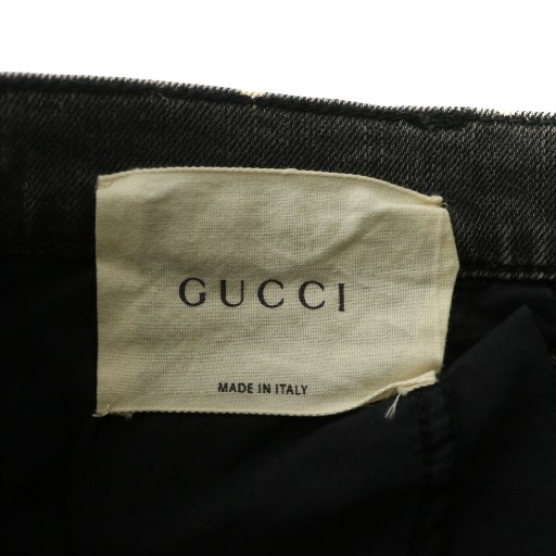 中古】グッチ GUCCI デニムパンツ ジーンズ スキニー ブリーチ加工 花