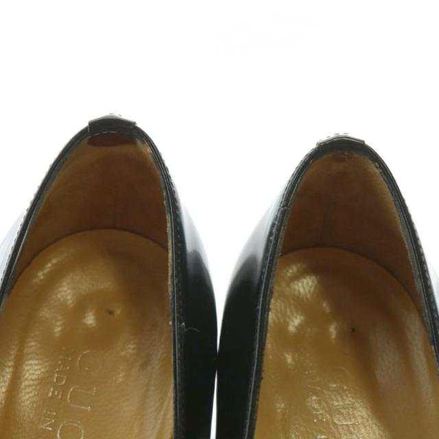 【中古】グッチ GUCCI パンプス レザー スクエアトゥ チャンキーヒール ロゴ 35.5 22.5cm 黒 ブラック
