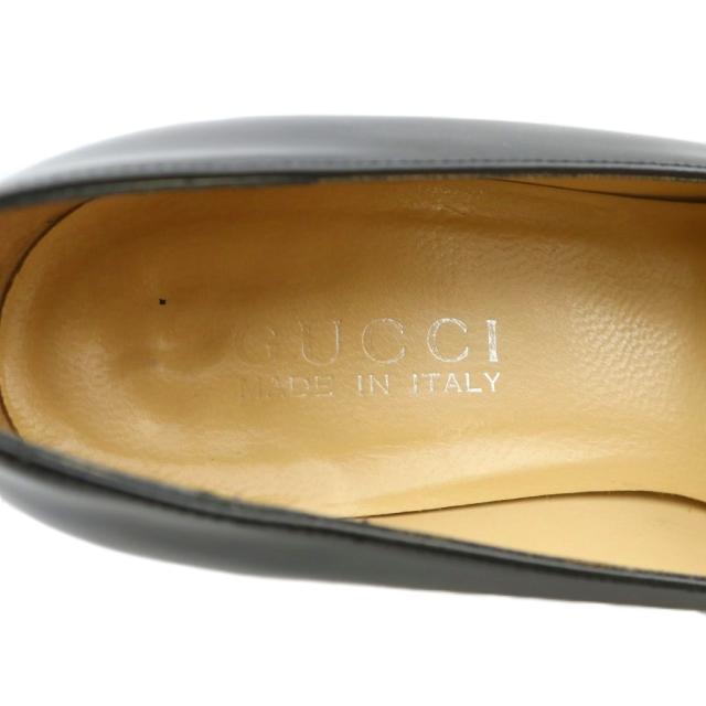 【中古】グッチ GUCCI パンプス レザー スクエアトゥ チャンキーヒール ロゴ 35.5 22.5cm 黒 ブラック