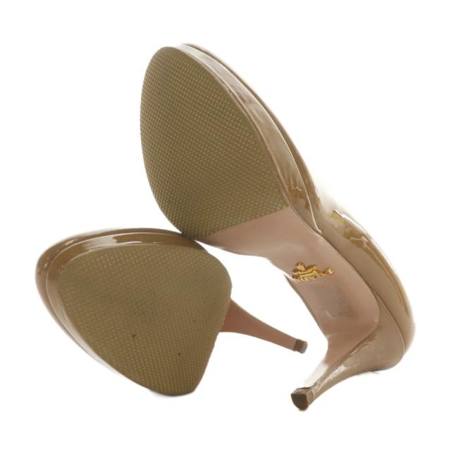 【中古】プラダ PRADA パンプス エナメル ラウンドトゥ ハイヒール 35.5 22.5cm 茶色 ブラウン /XZ ■GY18 レディース