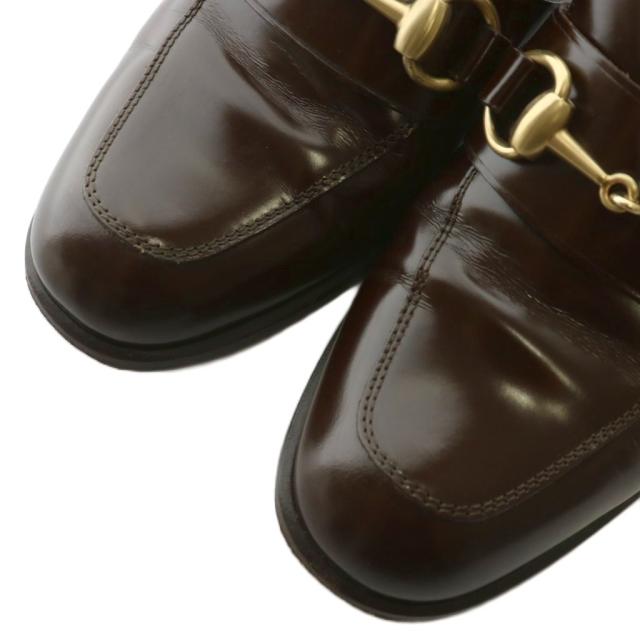 【中古】グッチ GUCCI ローファー パンプス レザー ラウンドトゥ チャンキーヒール ホースビット 35.5 22.5cm 茶色