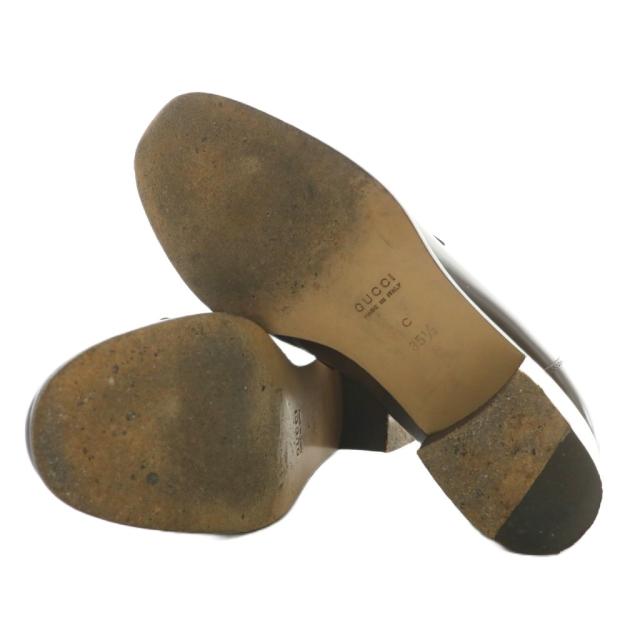 【中古】グッチ GUCCI ローファー パンプス レザー ラウンドトゥ チャンキーヒール ホースビット 35.5 22.5cm 茶色