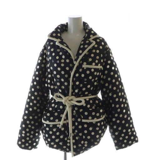 【中古】モンクレール MONCLER BRIGITTE ダウンジャケット 黒 ブラック ドット柄 水玉模様 パイピング