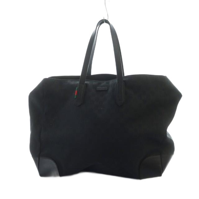 【中古】グッチ GUCCI トートバッグ ハンド レザー GGキャンバス シグネチャー シェリーライン 黒 ブラック