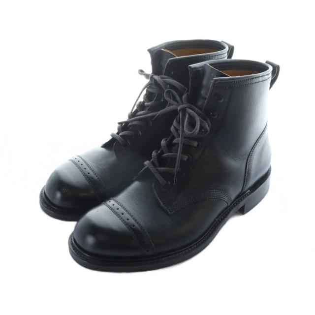 【中古】ダブルアールエル RRL バワリーブーツ ショートブーツ ラウンドトゥ ロゴ レザー 10 28.5cm 黒 ブラック