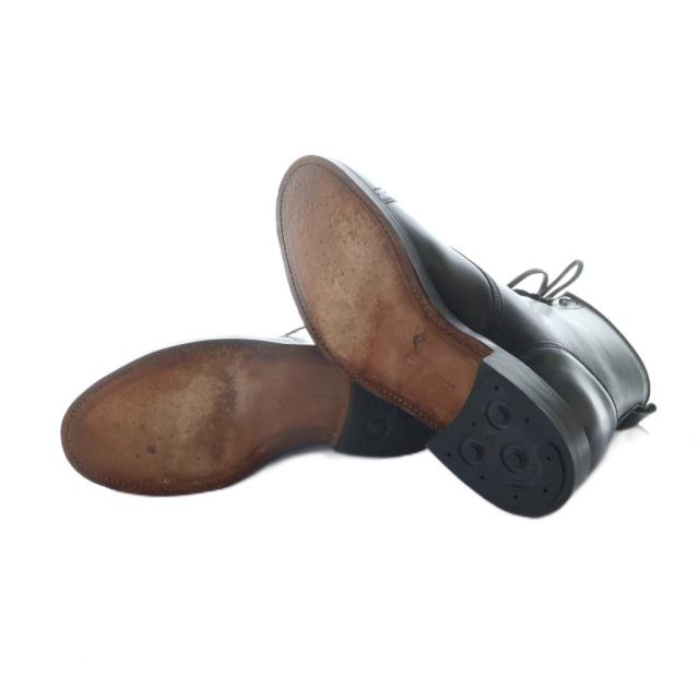 【中古】ダブルアールエル RRL バワリーブーツ ショートブーツ ラウンドトゥ ロゴ レザー 10 28.5cm 黒 ブラック