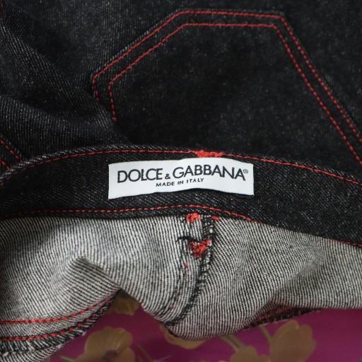 【中古】ドルチェ&ガッバーナ ドルガバ DOLCE&GABBANA ミドルスカート 花柄 タイト デニム切替 ロゴ ジップフライ 中古】ドルチェ&ガッバーナ ドルガバ DOLCE&GABBANA ミドルスカート 花