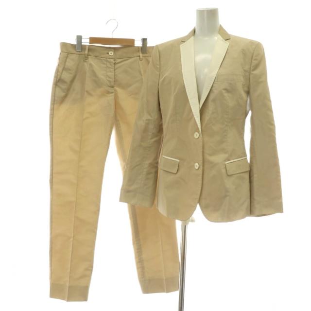 【中古】DOLCE&GABBANA スーツ セットアップ テーラードジャケット シルク シングル 2B 背抜き パンツ 42 M ベージュ
