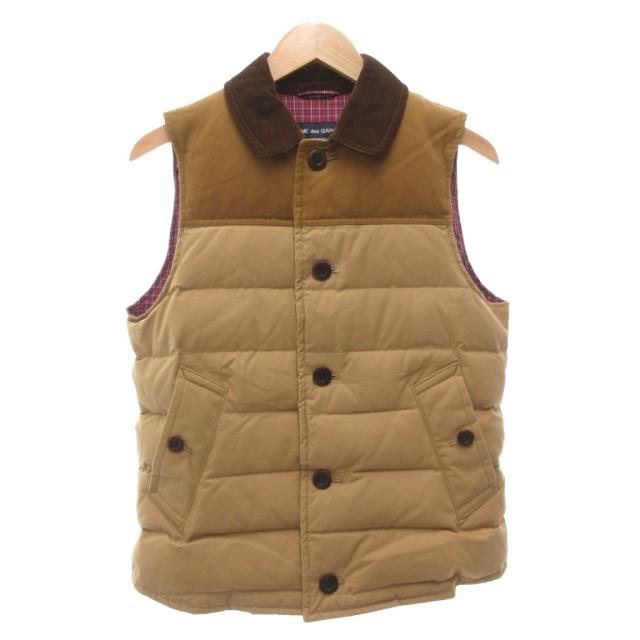 【中古】コムデギャルソンオム AD2016 ベスト 中綿 バイカラー コーデュロイ襟 XS ベージュ