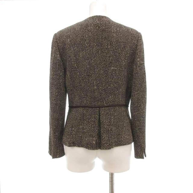 【中古】マックスマーラ MAX MARA 美品 白タグ ノーカラージャケット シルク混 ツイード 36 ブラウン系 /UO ■GY17 中古】マックスマーラ MAX MARA 美品 白タグ ノーカラージャケット
