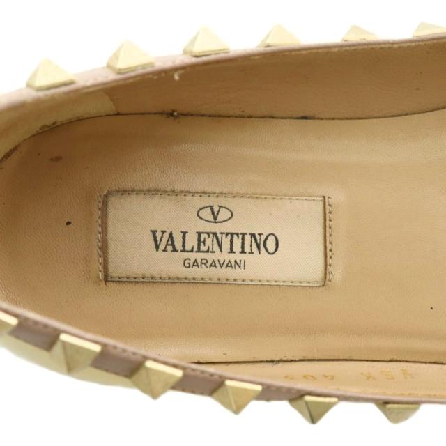 【中古】VALENTINO GARAVANI パンプス フラット エナメル ポインテッドトゥ スタッズ 34.5 21.5cm 黄色 イエロー