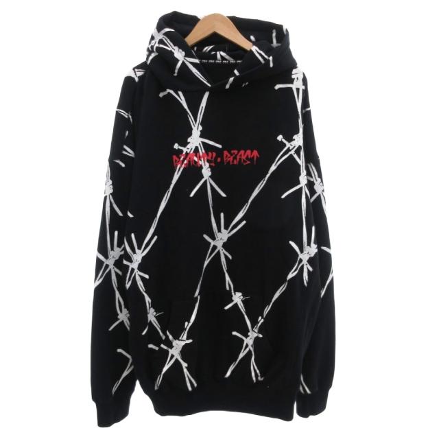 【中古】beauty:beast カタリスト CVTVLIST プルオーバー フーデッド スウェット パーカー 裏毛 総柄 2 黒 メンズ