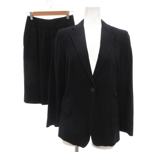 【中古】マックスマーラステュディオ セットアップ スーツ テーラードジャケット スカート 36 黒 ブラック