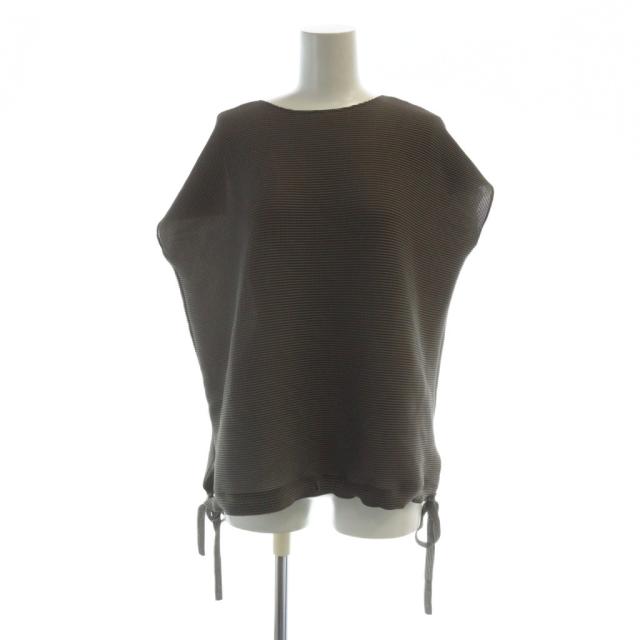 【中古】ミーイッセイミヤケ me ISSEY MIYAKE カットソー ドルマン ノースリーブ ドローコード グレー MI51FK622