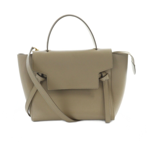 【中古】セリーヌ CELINE フィービー期 ベルトバッグ マイクロ ショルダー バッグ ハンド 2WAY レザー ベージュ