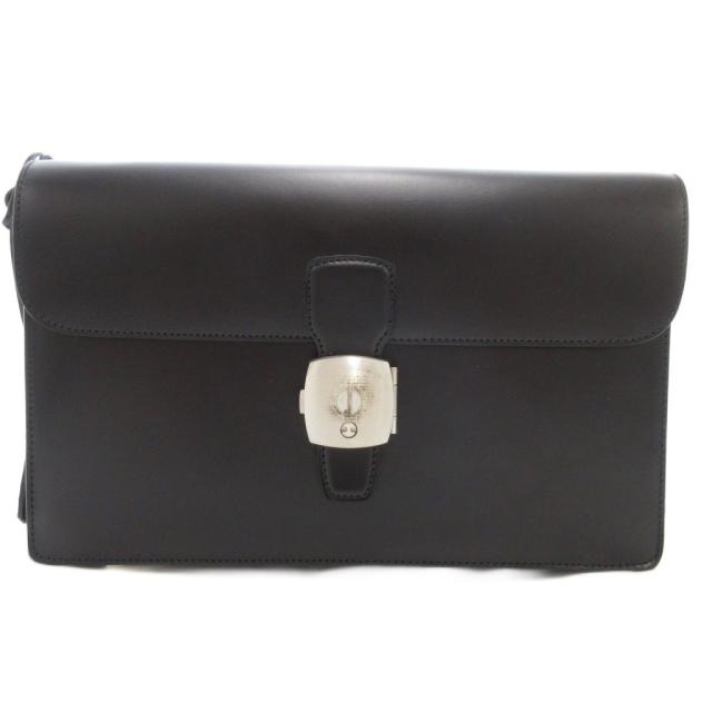 【中古】未使用品 アルフレッドダンヒル ALFRED DUNHILL タグ付き クラッチバッグ セカンドバッグ レザー 黒