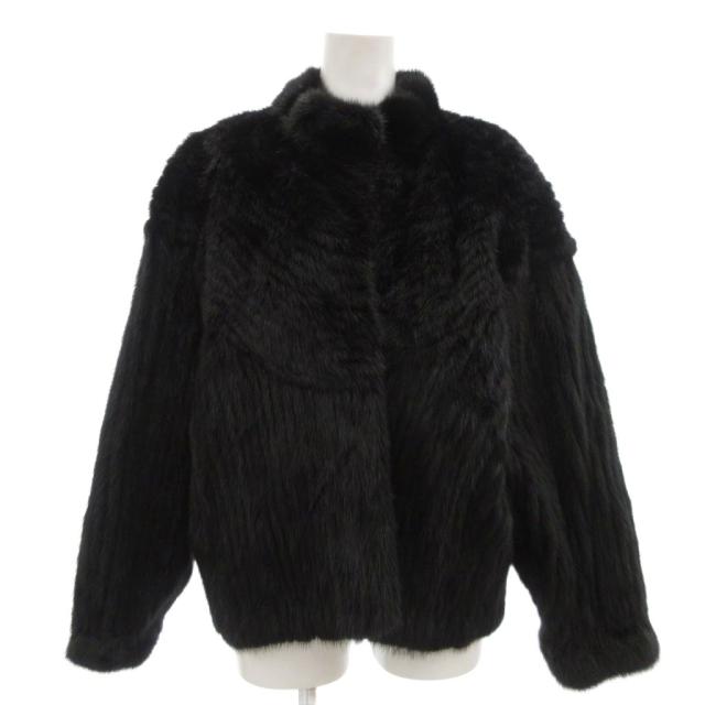 【中古】サガミンク SAGA MINK 銀サガ ファーコート 毛皮 ミンクファー ミドル ハーフ 黒 ブラック