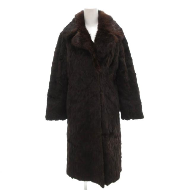 【中古】カナダファーストア  FUR STORE ファーコート 毛皮 ミンクファー ロング丈 ダークブラウン