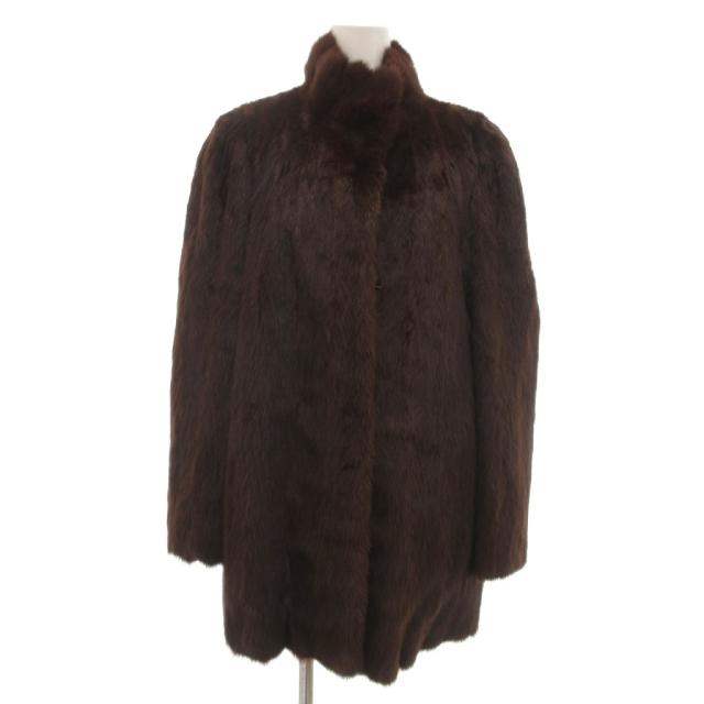 【中古】エンバ EMBA ヴィンテージ ファーコート 毛皮 ダークミンク ハーフ丈 11 ダークブラウン /UO ■GY18