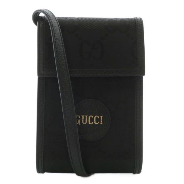 【中古】GUCCI オフ ザ グリッド ショルダーバッグ スマートフォンバッグ ミニ ナイロン レザー 総柄 ロゴ 黒 625599