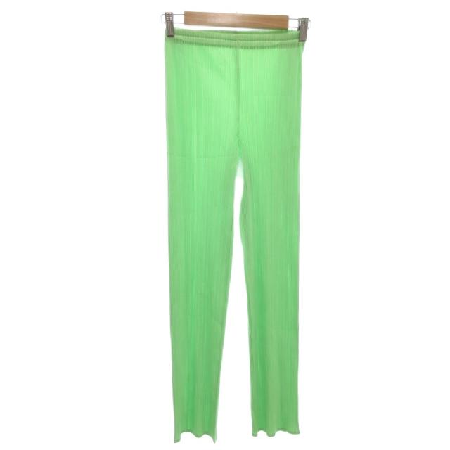 【中古】プリーツプリーズ PLEATS PLEASE イッセイミヤケ イージーパンツ スラックス 1 プリーツ加工 緑 グリーン
