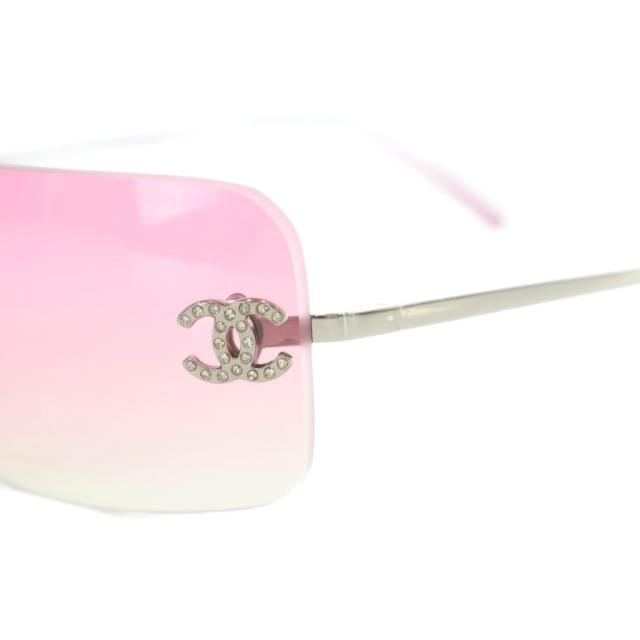 【中古】CHANEL 眼鏡 サングラス メタルフレーム グラデーション ココマーク 62□17-120 ピンク シルバー色 4017-D 中古】CHANEL 眼鏡 サングラス メタルフレーム グラデーション ココ