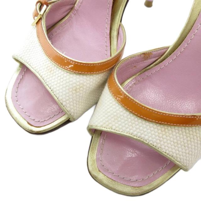 【中古】ルイヴィトン LOUIS VUITTON サンダル シューズ ハイヒール エナメル ロゴ 35.5 23.5cm マルチカラー