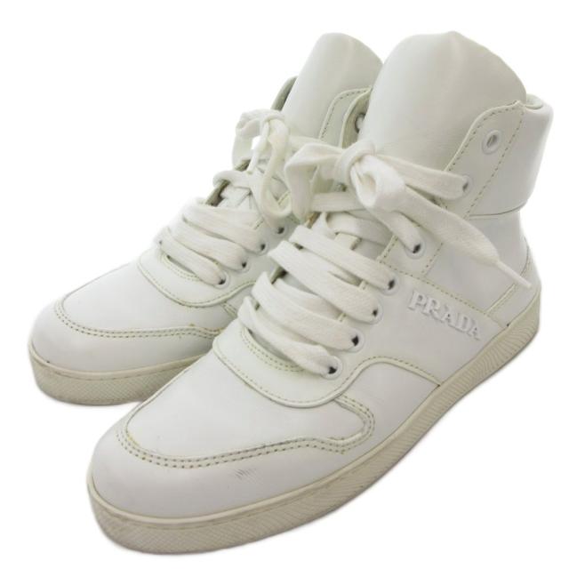 【中古】プラダスポーツ PRADA SPORT スニーカー シューズ ハイカット ロゴ サイドジップ 35.5 22.5cm