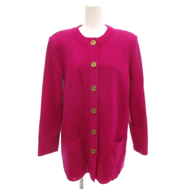 【中古】イヴサンローラン YVES SAINT LAURENT ヴィンテージ カーディガン M ニット ロゴボタン 長袖 ピンク /AE