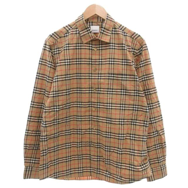 【中古】バーバリー ロンドン BURBERRY LONDON シャツ シンプソン ノバチェック 総柄 L 長袖 ベージュ /AE ■GY11