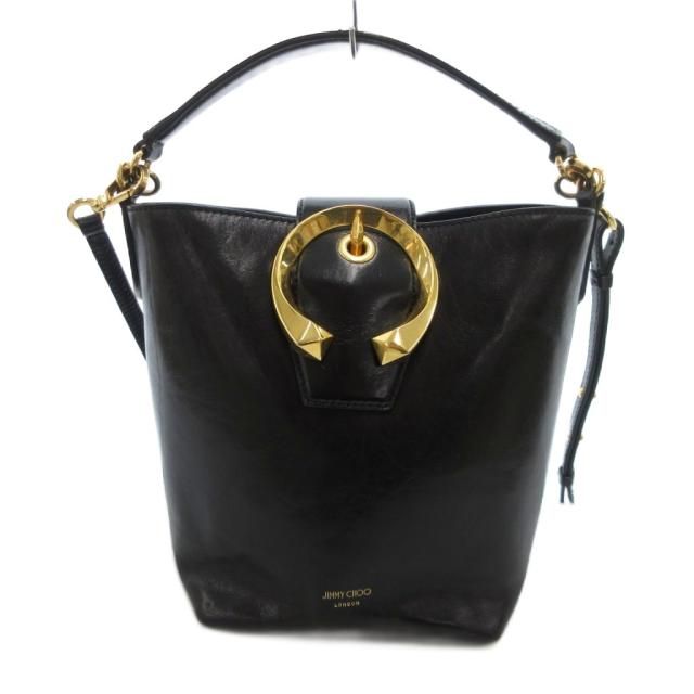 【中古】ジミーチュウ JIMMY CHOO マデリーン バケツ ショルダー バッグ レザー バックル 黒 ブラック レディース