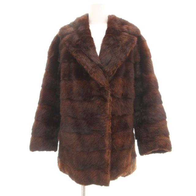 【中古】ファーコート 毛皮 ミンク ショート丈 茶 ブラウン /UO ■GY11