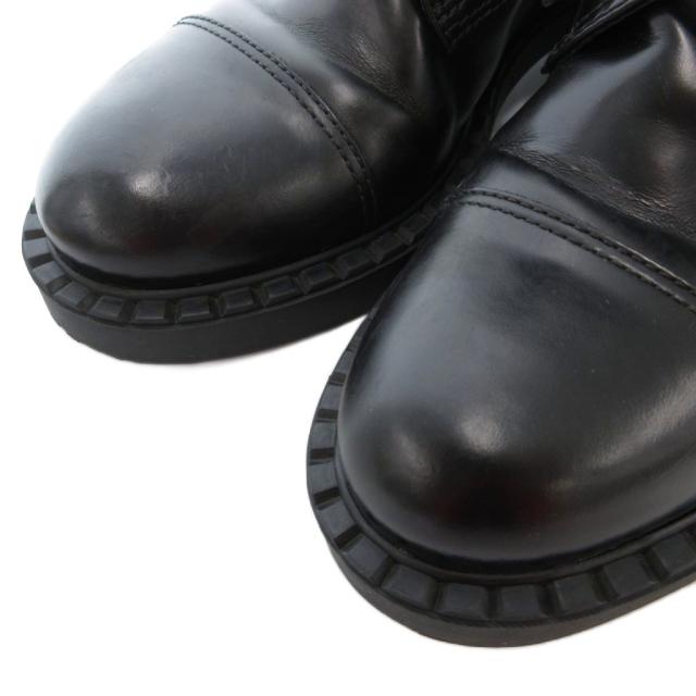【中古】プラダ PRADA ショートブーツ 38.5 25.5cm シューズ レザー 本革 レースアップ サイドジップ 黒 ブラック