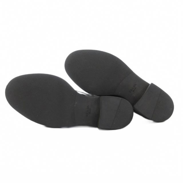 【中古】プラダ PRADA ショートブーツ 38.5 25.5cm シューズ レザー 本革 レースアップ サイドジップ 黒 ブラック