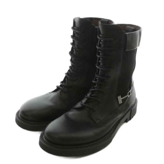 【中古】Salvatore Ferragamo IGLESIAS コンバットブーツ ショートブーツ サイドゴア ガンチーニ 8.5 26.5cm 黒