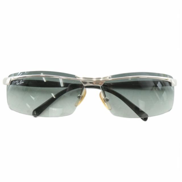 【中古】RAY BAN 眼鏡 サングラス メタルフレーム グラデーション ハーフリム スクエア 67□10 黒 シルバー色 RB3296