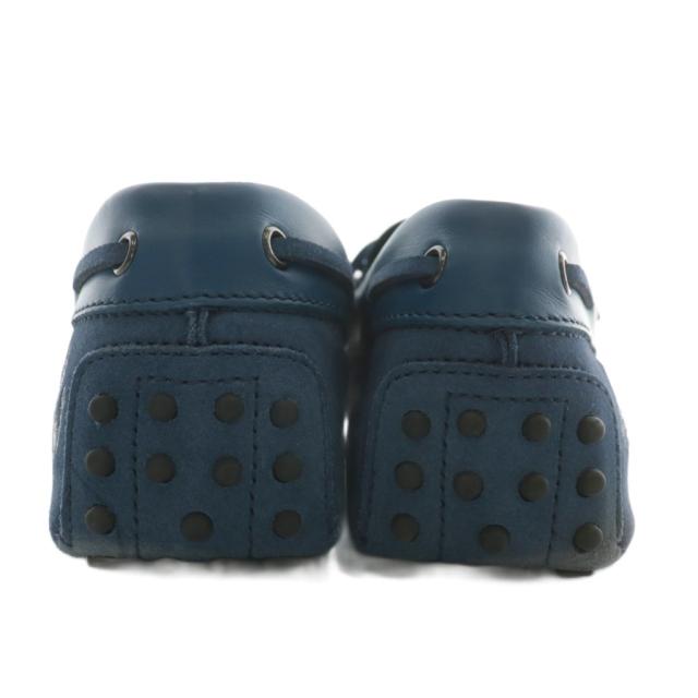 【中古】TOD'S Ferrari ゴンミーニ ドライビングシューズ ローファー スエード レザー リボン ロゴ 6.5 25.5cm 青