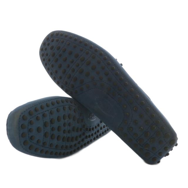 【中古】TOD'S Ferrari ゴンミーニ ドライビングシューズ ローファー スエード レザー リボン ロゴ 6.5 25.5cm 青