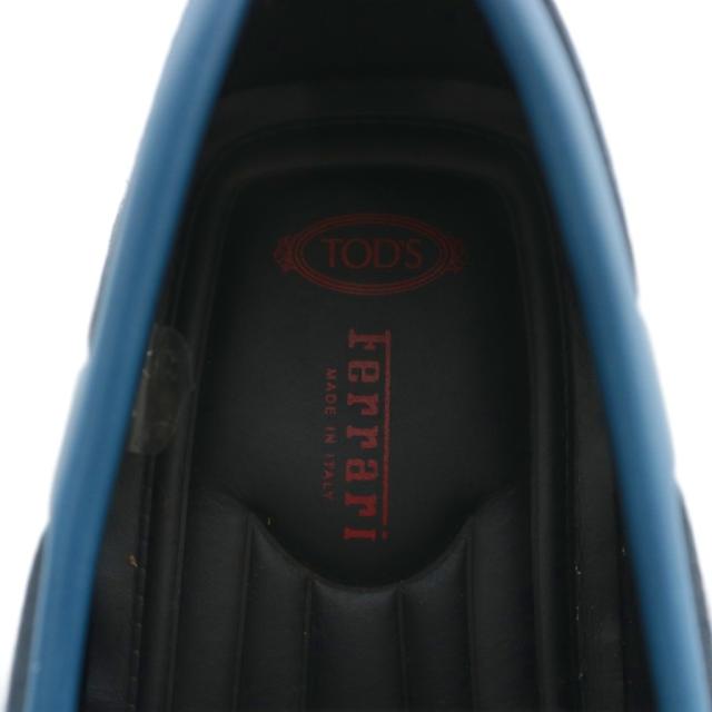 【中古】TOD'S Ferrari ゴンミーニ ドライビングシューズ ローファー スエード レザー リボン ロゴ 6.5 25.5cm 青