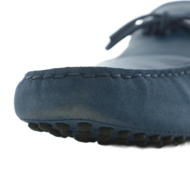 【中古】TOD'S Ferrari ゴンミーニ ドライビングシューズ ローファー スエード レザー リボン ロゴ 6.5 25.5cm 青