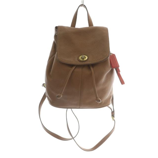 【中古】コーチ COACH リュックサック バックパック デイパッグ レザー ターンロック 茶色 ブラウン F24385