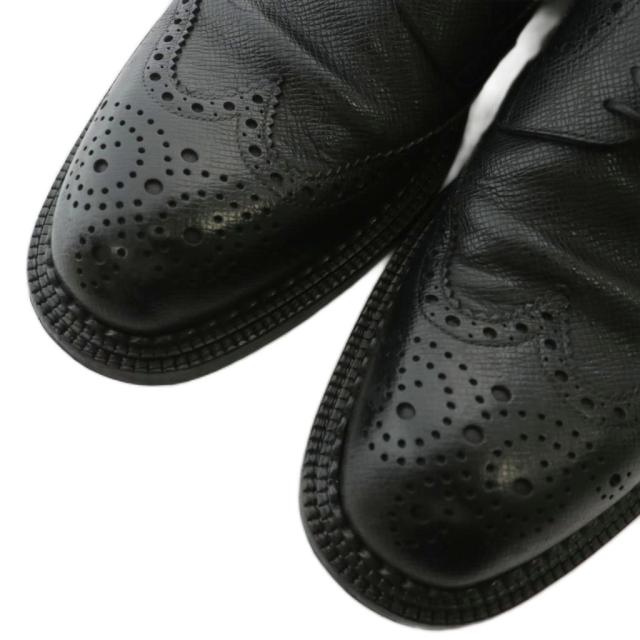 【中古】LOUIS VUITTON ビジネスシューズ ドレス 革靴 レザー ウィングチップ メダリオン ブローグ 7.5 26.5cm 黒