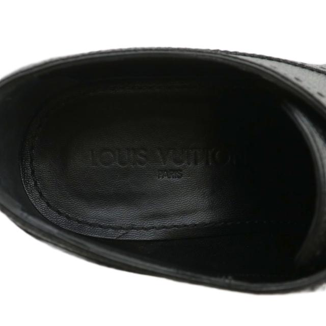【中古】LOUIS VUITTON ビジネスシューズ ドレス 革靴 レザー ウィングチップ メダリオン ブローグ 7.5 26.5cm 黒