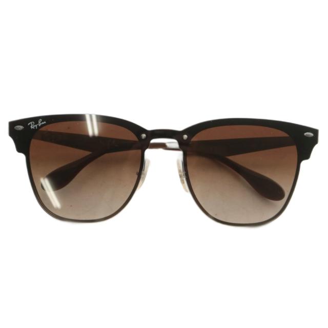 【中古】RAY BAN BLAZE CLUBMASTER 眼鏡 サングラス メタルフレーム グラデーション ロゴ L 茶色 シルバー色 RB3576-N
