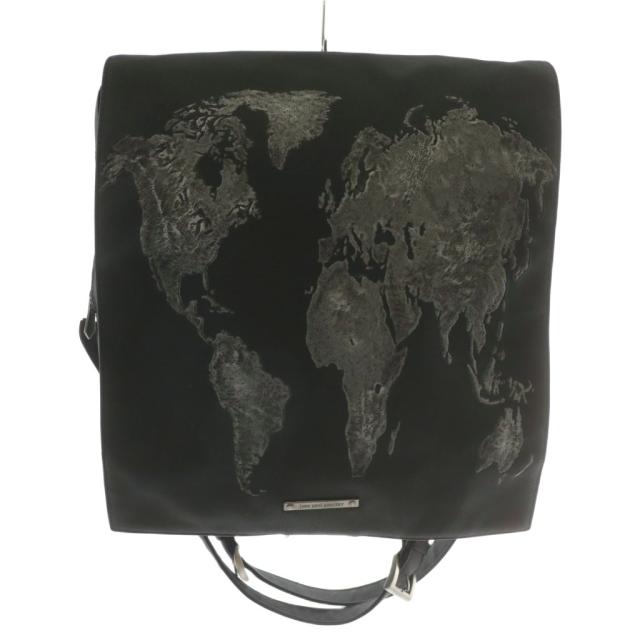 【中古】Jean Paul GAULTIER リュックサック バックパック デイパッグ ナイロン 世界地図 ワールドマップ 黒